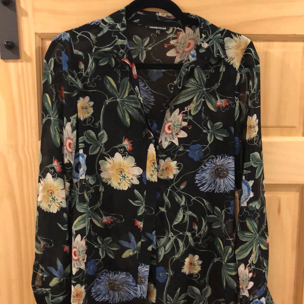 Flower Print Button Town Top